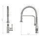 Isenberg Klassiker Caso 19" Semi-Professional Stainless Steel Pull-Down Kitchen Faucet With Dual Function Sprayer