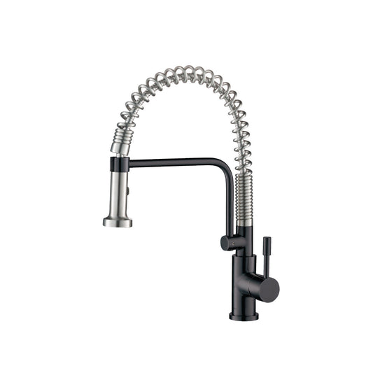 Isenberg Klassiker Caso 19" Single Hole Dark Gray Semi-Professional Stainless Steel Pull-Down Kitchen Faucet With Dual Function Sprayer