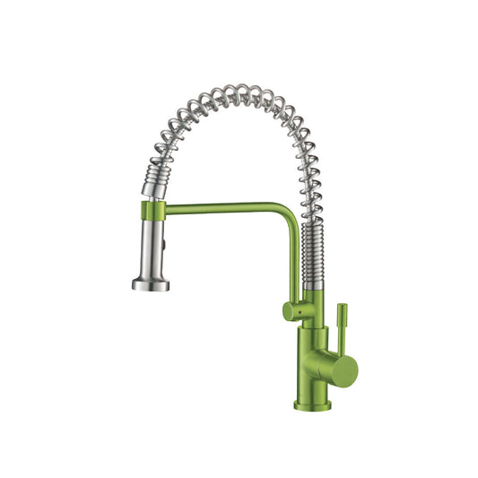 Isenberg Klassiker Caso 19" Single Hole Isenberg Green Semi-Professional Stainless Steel Pull-Down Kitchen Faucet With Dual Function Sprayer