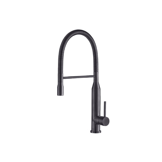 Isenberg Klassiker Glatt 21" Single Hole Dark Gray Semi-Professional Stainless Steel Pull-Down Kitchen Faucet With Dual Function Sprayer