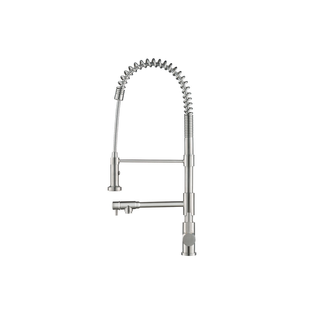 Isenberg Klassiker Professio-F 27" Single Hole Dual-Function Stainless Steel Pull-Down Kitchen Faucet With Pot Filler