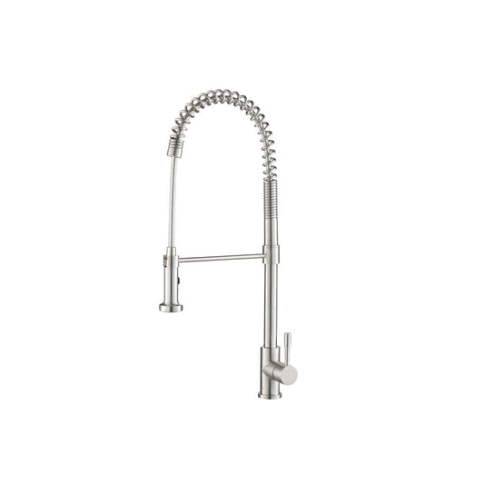 Isenberg Klassiker Professio-S 27" Single Hole Polished Steel Stainless Steel Pull-Down Kitchen Faucet With Dual Function Sprayer