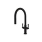 Isenberg Klassiker Velox 17" Single Hole Gloss Black Pull-Down Kitchen Faucet With Two Handle and Dual Function Sprayer