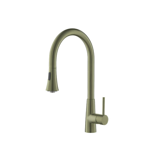 Isenberg Klassiker Zest 18" Single Hole Army Green Stainless Steel Pull-Down Kitchen Faucet With Dual Function Sprayer