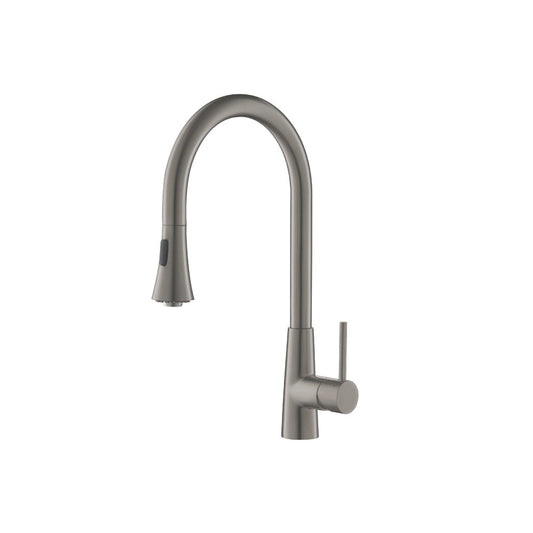 Isenberg Klassiker Zest 18" Single Hole Steel Gray Stainless Steel Pull-Down Kitchen Faucet With Dual Function Sprayer