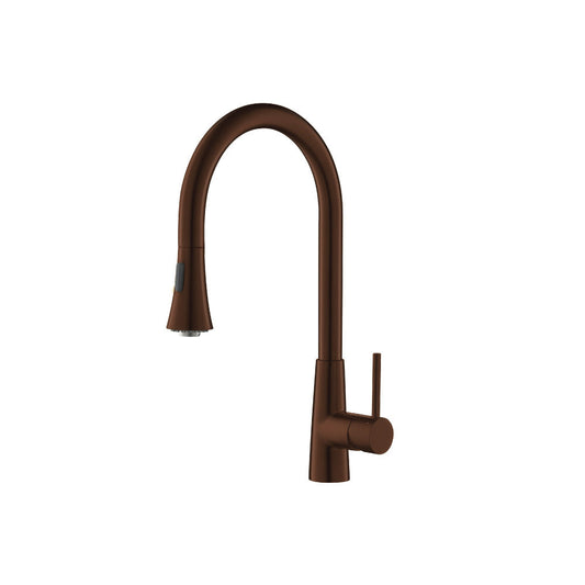 Isenberg Klassiker Zest 18" Single Hole Vortex Brown Stainless Steel Pull-Down Kitchen Faucet With Dual Function Sprayer