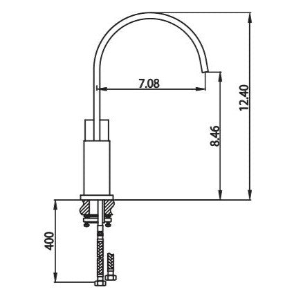 Isenberg Serie 160 12" Single Hole Brushed Nickel Solid Brass Gooseneck Kitchen / Bar Faucet