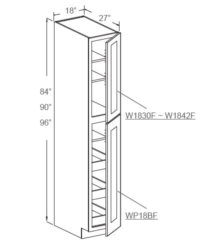 J&K Cabinetry 18" x 84" Pantry Cabinet (WP188427)