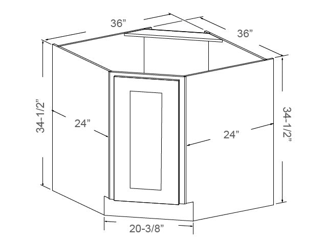 J&K Cabinetry 36" Diagonal Base Corner (CBD36)