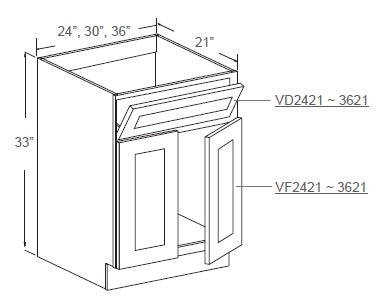 J&K Cabinetry 36" Vanity Sink Cabinet (FA3621)