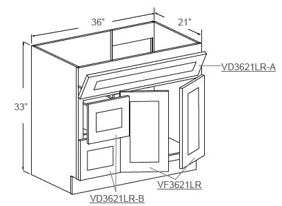 J&K Cabinetry 36" Vanity Sink Cabinet (FA3621DR)