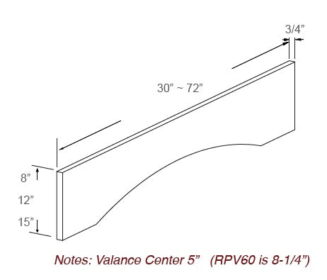 J&K Cabinetry 72" Arch Valance (RPV72-15)