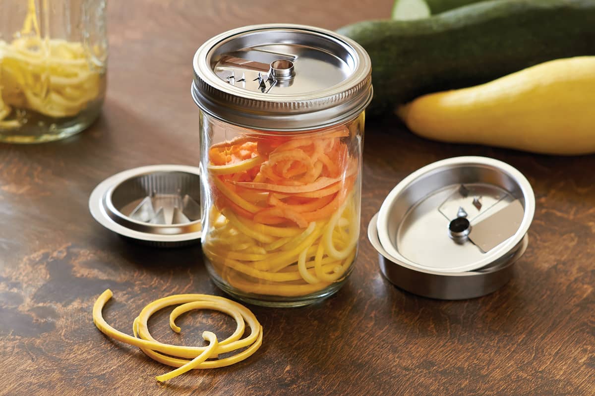 Jarware 3 In 1 Spiralizer for Wide Mouth Mason Jars - (18 Pieces)