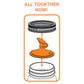 Jarware Oil Cruet Lid with No-Drip Spout for Regular-Mouth Mason Jars - Orange - (115 Pieces)