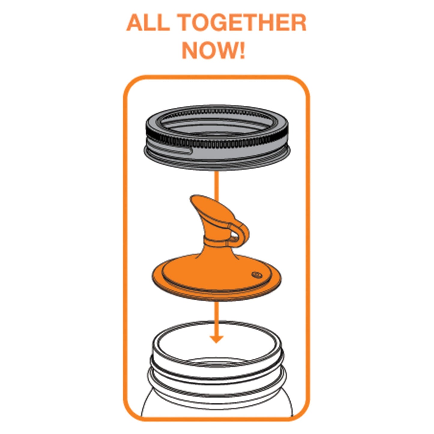 Jarware Oil Cruet Lid with No-Drip Spout for Regular-Mouth Mason Jars - Orange - (115 Pieces)