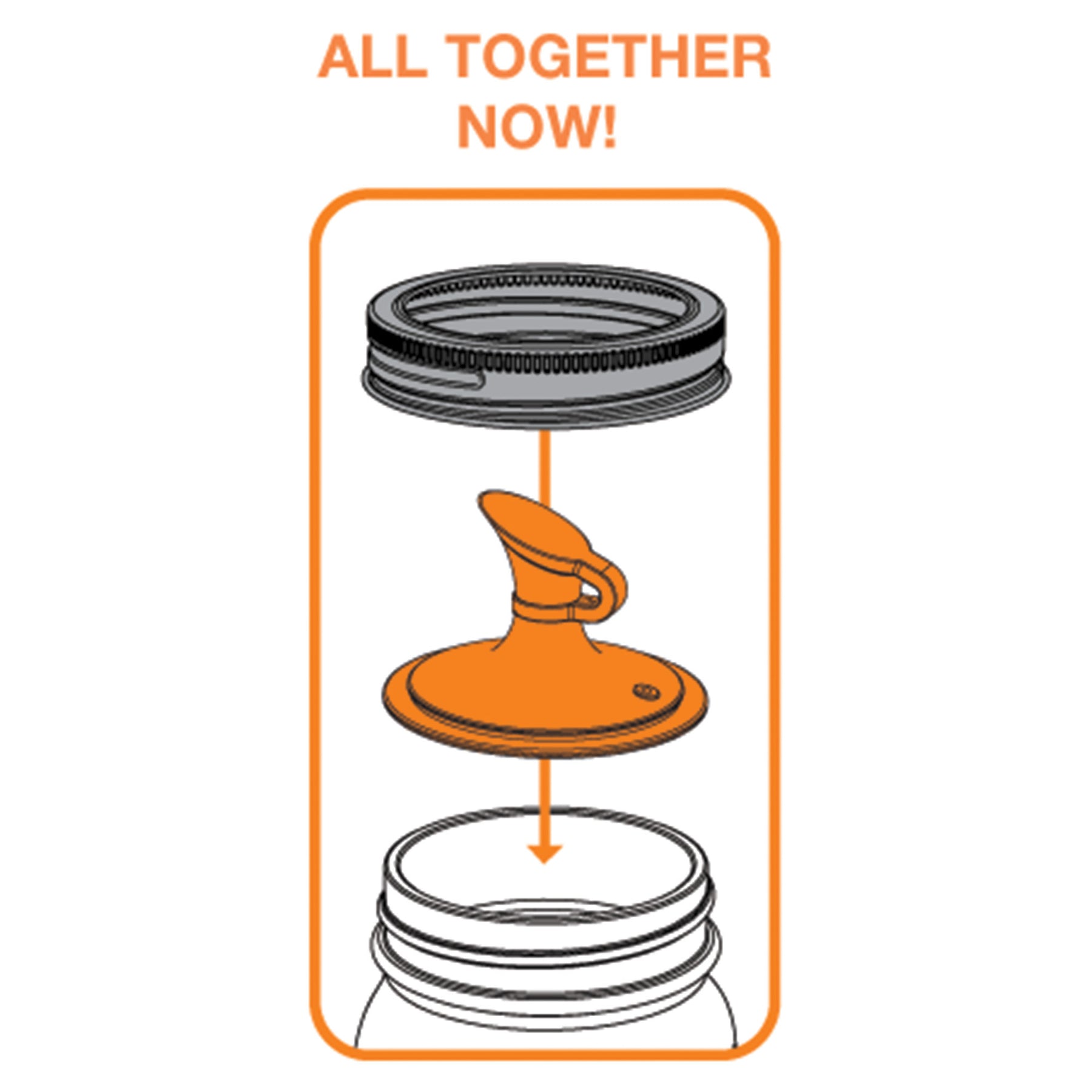 Jarware Oil Cruet Lid with No-Drip Spout for Regular-Mouth Mason Jars - Orange - (115 Pieces)