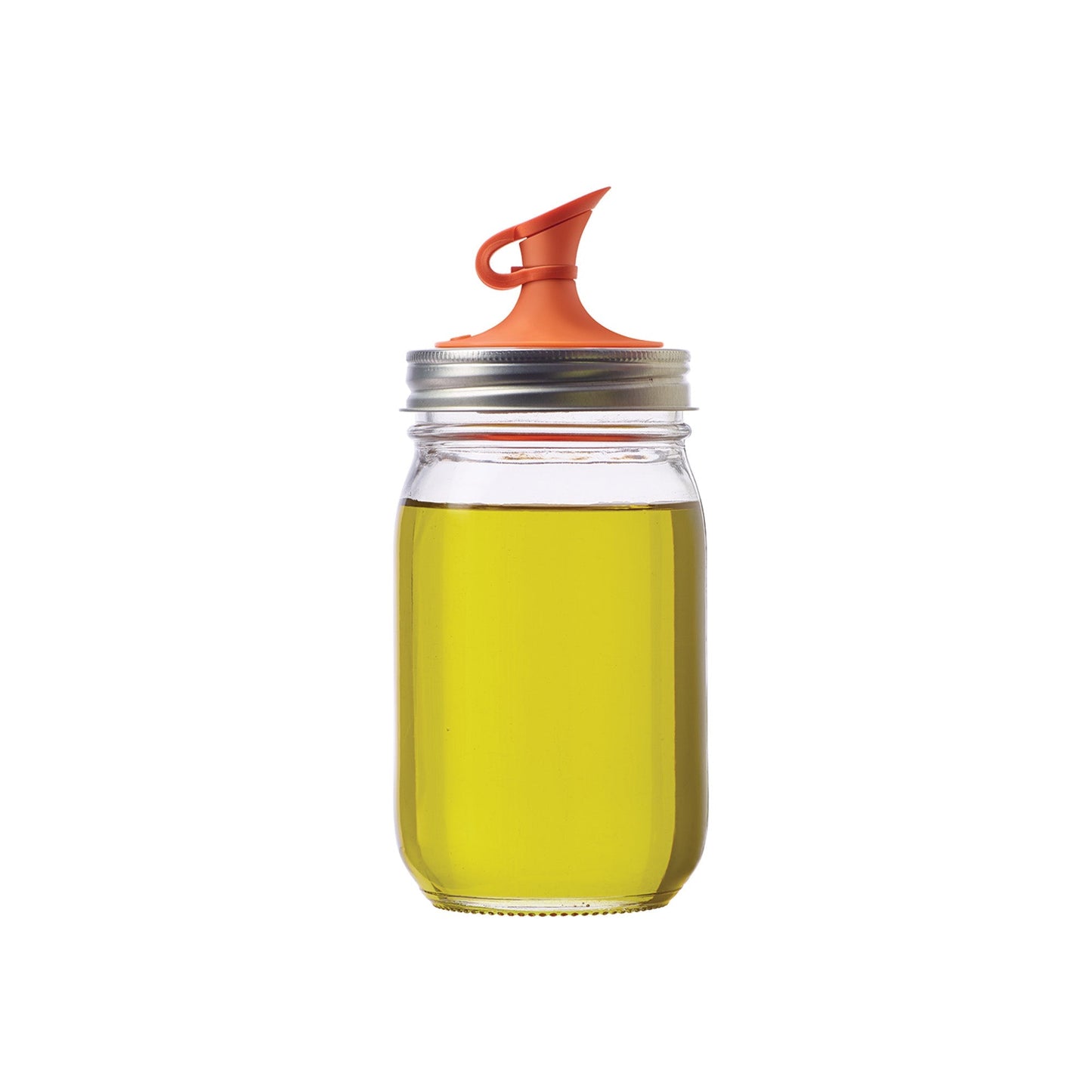 Jarware Oil Cruet Lid with No-Drip Spout for Regular-Mouth Mason Jars - Orange - (115 Pieces)