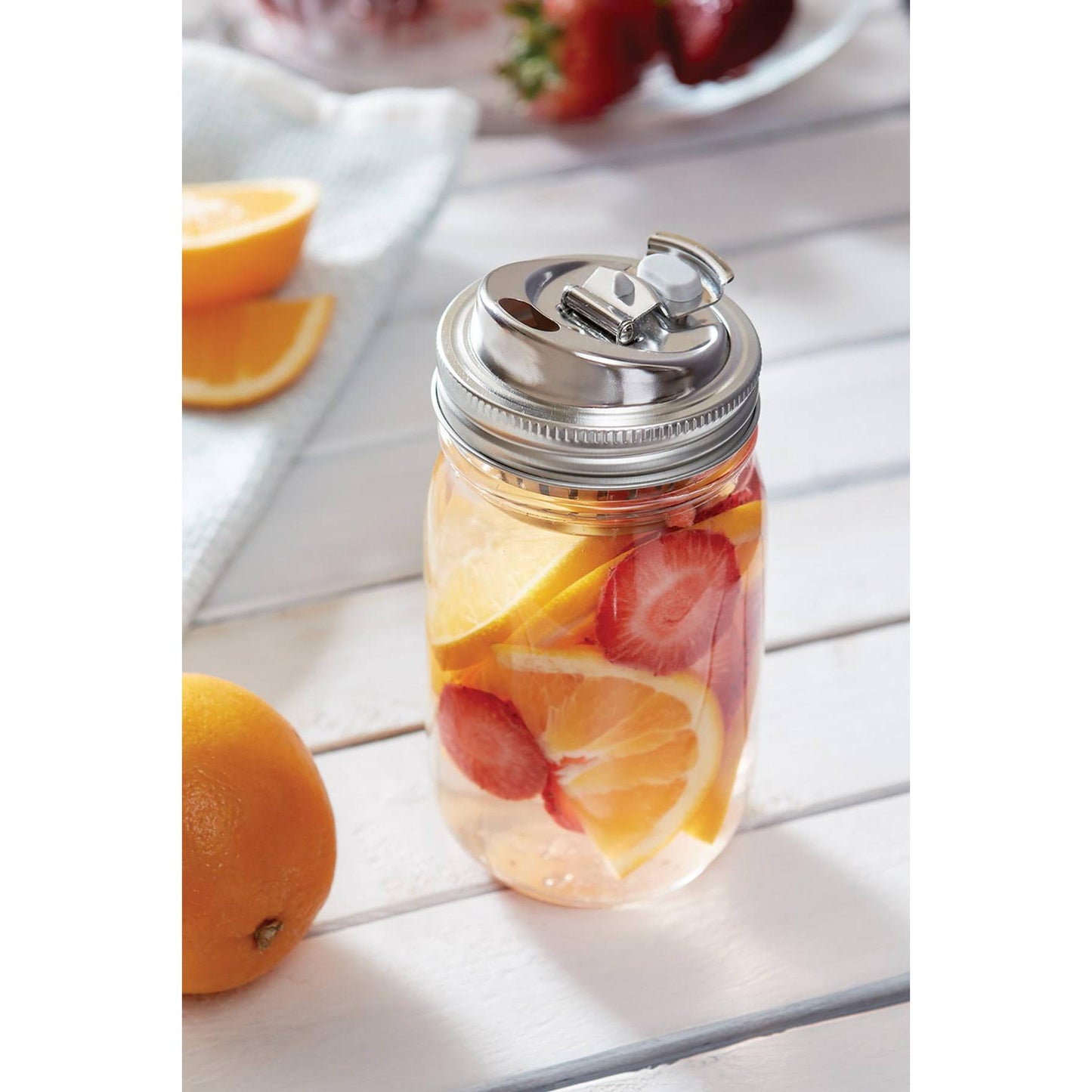 Jarware Stainless Steel 2-In-1 Drink and Fruit Infusion Lid - (40 Pieces)