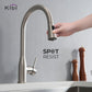 KIBI Napa Single Handle High Arc Pull Down Kitchen Faucet With Soap Dispenser in Brushed Nickel Finish