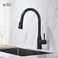 KIBI Napa Single Handle High Arc Pull Down Kitchen Faucet in Matte Black Finish