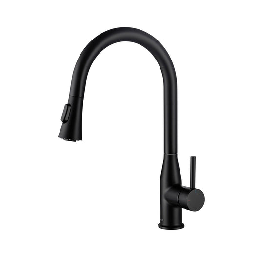 KIBI Napa Single Handle High Arc Pull Down Kitchen Faucet in Matte Black Finish