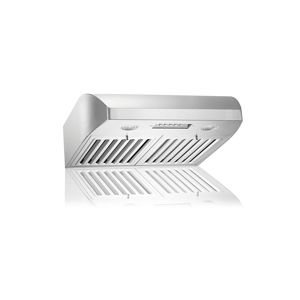 KOBE Brillia CHX22 SQB-1 Series 36" Under Cabinet Range Hood With 3-Speed Mechanical Push Button, Dishwasher-Safe Baffle Filters, and LED Lights