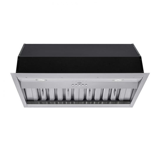 KOBE Brillia INX26 SQB-700-3 Series 30" Insert or Built-in Range Hood With 630 CFM Internal Blower, 3-Speed Mechanical Push Button, Dishwasher-Safe Baffle Filters, and LED Lights