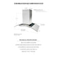 KOBE Brillia ISX24 SQB-2 Series 30" Island Range Hood With 600 CFM Internal Blower, 6-Speed Electric Button Control, Dishwasher-Safe Baffle Filters, 4-Level Setting LED Lights, and Delay Shutoff