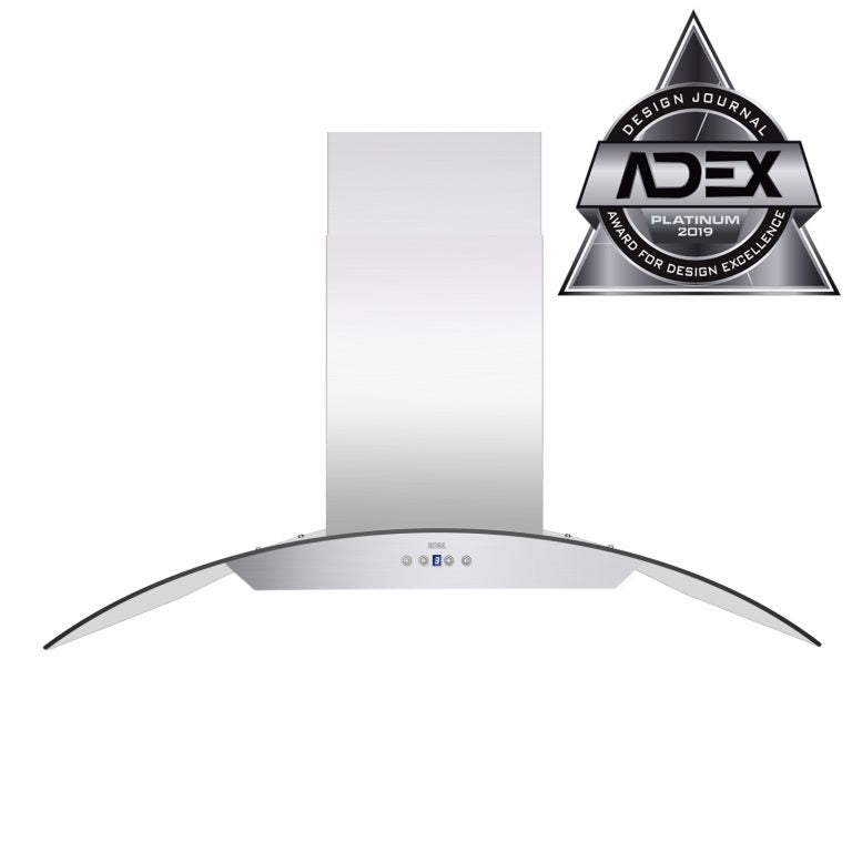 KOBE Brillia ISX24 SQB-2 Series 30" Island Range Hood With 600 CFM Internal Blower, 6-Speed Electric Button Control, Dishwasher-Safe Baffle Filters, 4-Level Setting LED Lights, and Delay Shutoff