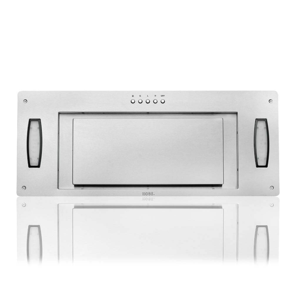 KOBE Premium IN28 SQP-XX Series 30" Insert or Built-in Range Hood With 750 CFM Internal Blower, Airflow Efficiency Panel, 3-Speed Mechanical Push Button, and LED Lights