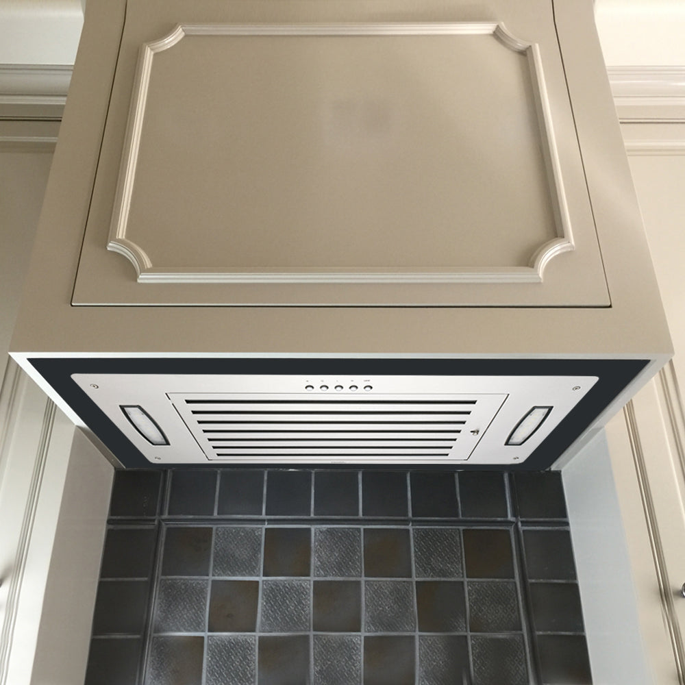KOBE Premium IN2830SQB-XX 30" Insert or Built-in Range Hood With 750 CFM Internal Blower, 3-Speed Mechanical Push Button, Dishwasher-Safe Baffle Filter, and LED Lights