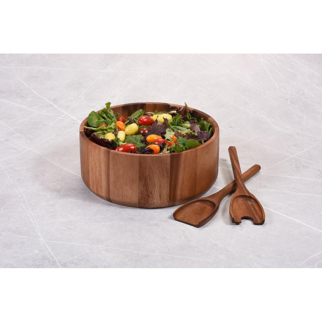 Kalmar Home 10" x 10" x 4" Large Salad Bowl with Servers - 327B-3