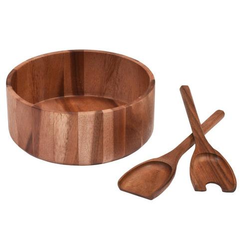 Kalmar Home 10" x 10" x 4" Large Salad Bowl with Servers - 327B-3