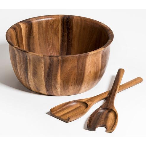 Kalmar Home 11" x 11" x 5" Large Salad Bowl with Servers