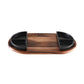 Kalmar Home Charcuterie/Serving Tray with 4 Black Triangular Ceramic Bowls