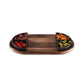 Kalmar Home Charcuterie/Serving Tray with 4 Black Triangular Ceramic Bowls