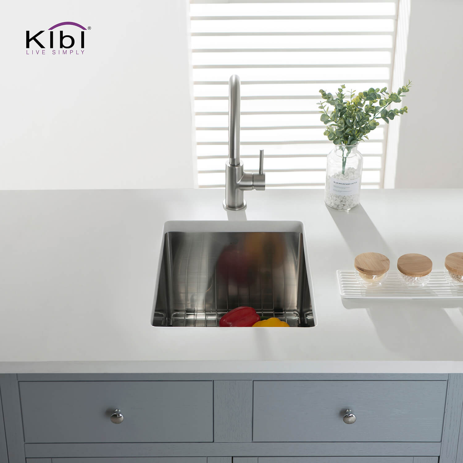 Kibi 14" x 18" x 8" Handcrafted Undermount Single Bowl Kitchen Sink With Satin Finish