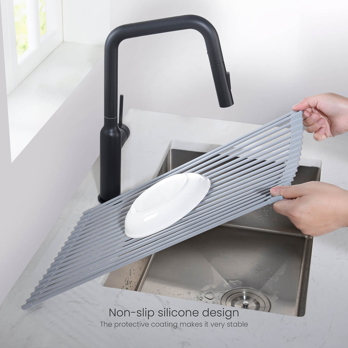 Kibi 20" Universal Silicone Drain Tray In Grey