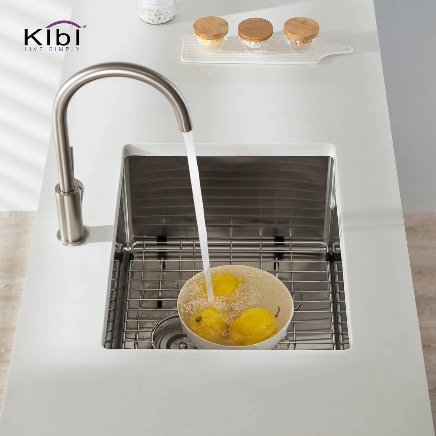 Kibi 23" x 18" x 10" Handcrafted Undermount Single Bowl Kitchen Sink With Satin Finish
