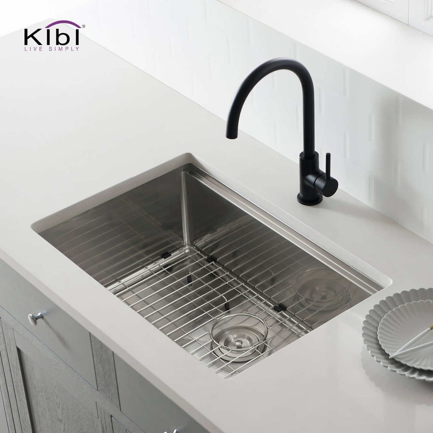 Kibi 28" x19" x 10" Single Bowl Undermount Workstation Sink In Satin Finish