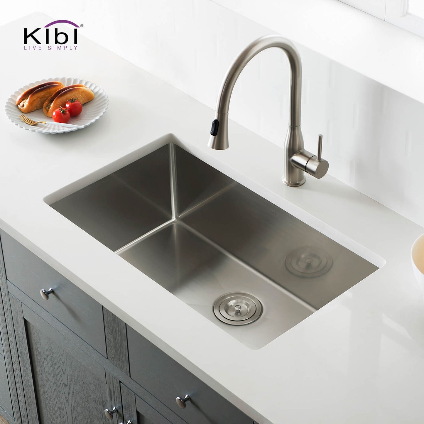 Kibi 30" x 18" x 10" Handcrafted Undermount Single Bowl Kitchen Sink With Satin Finish