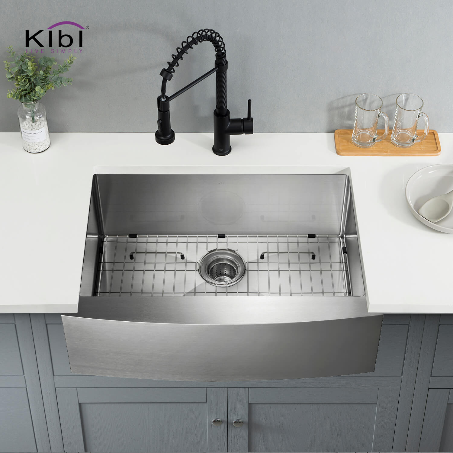 Kibi 30" x 22" x 10" Handcrafted Single Bowl Farmhouse Apron Kitchen Sink