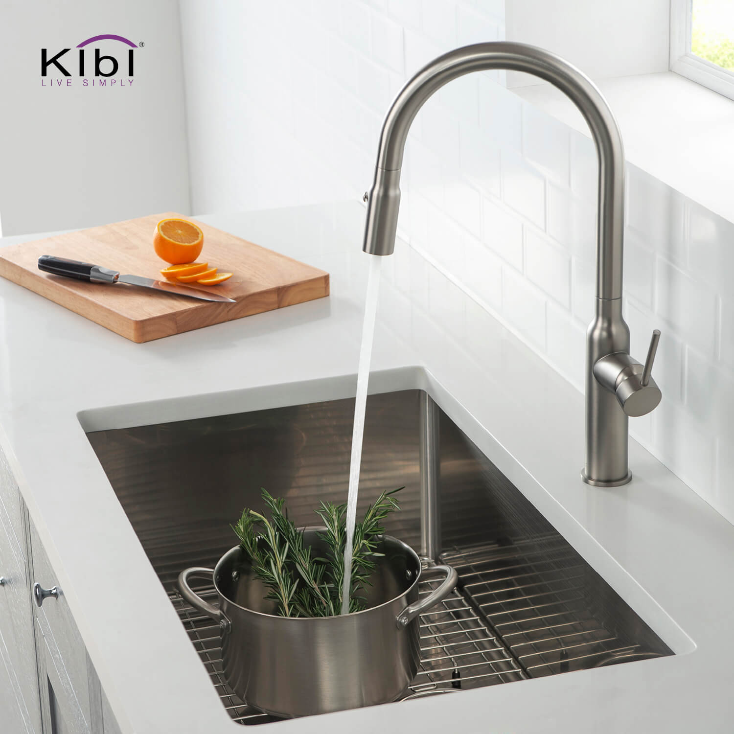Kibi 32 3/4" x 19" x 10" Handcrafted Undermount Single Bowl Stainless Steel Kitchen Sink With Satin Finish