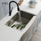 Kibi 33" x 22" x 10" Handcrafted Single Bowl Farmhouse Apron Kitchen Sink With Satin Finish