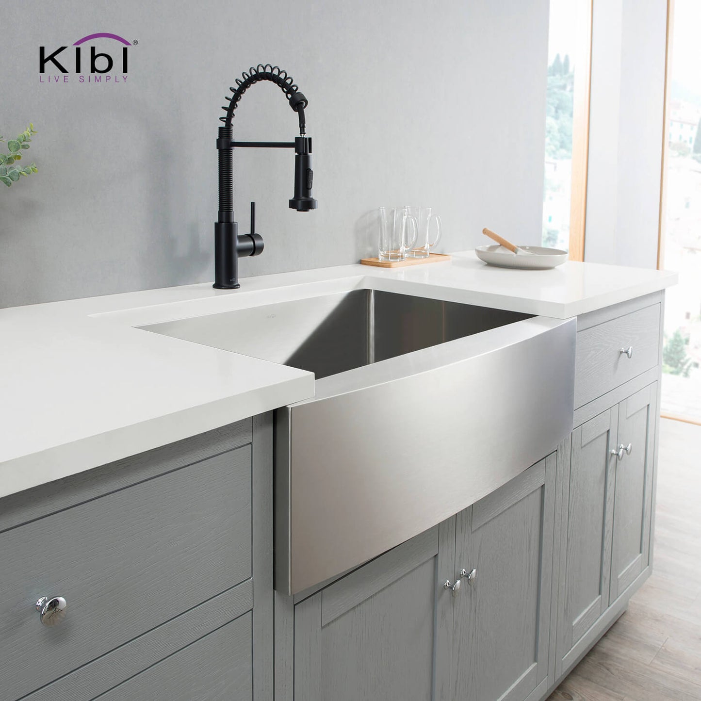 Kibi 36" x 22" x 10" Handcrafted Single Bowl Farmhouse Apron Kitchen Sink With Satin Finish