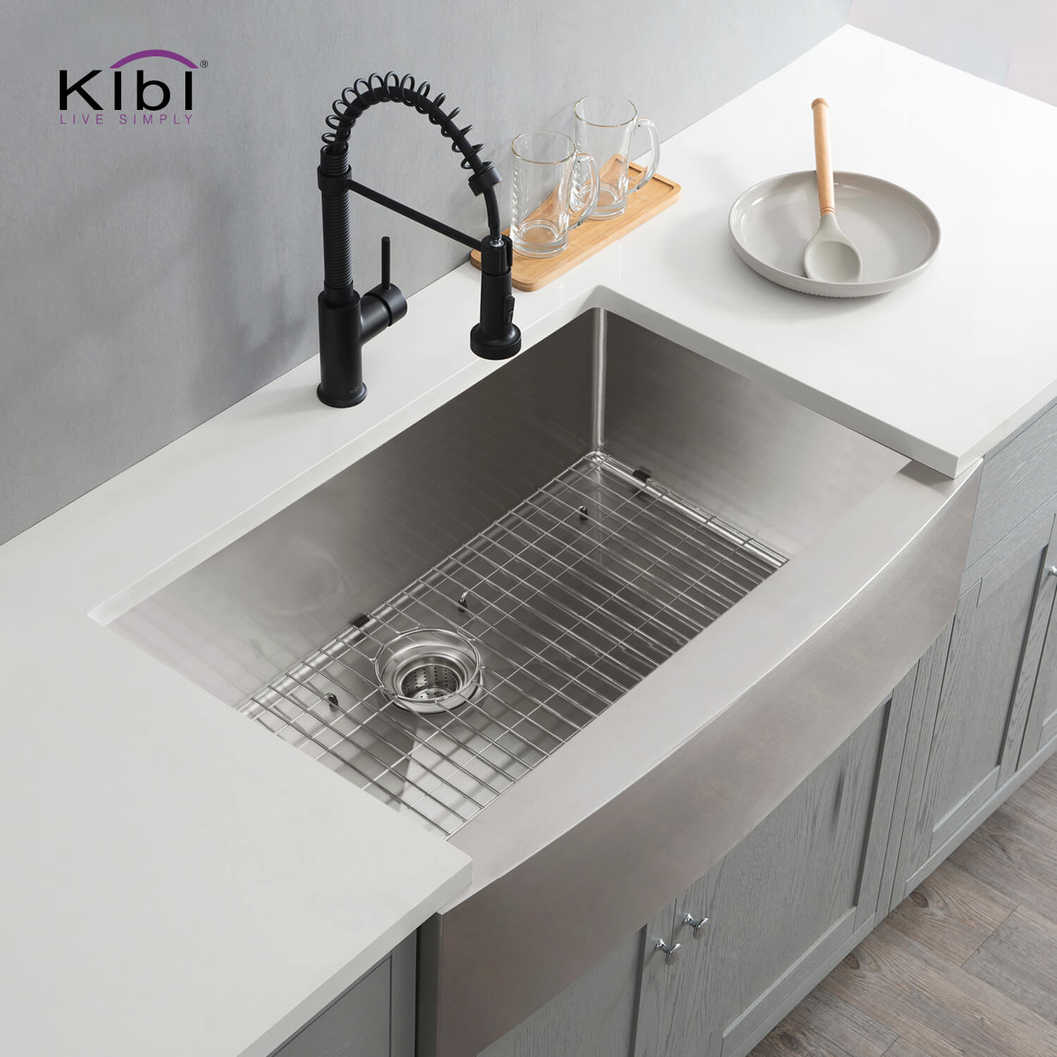Kibi 36" x 22" x 10" Handcrafted Single Bowl Farmhouse Apron Kitchen Sink With Satin Finish