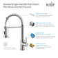 Kibi Aurora Single Handle High Arc Pull Down Kitchen Faucet In Brushed Nickel Finish
