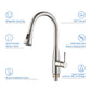 Kibi Bari-T Single Handle Pull Down Kitchen Sink Faucet With Soap Dispenser in Brushed Nickel Finish