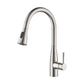 Kibi Bari-T Single Handle Pull Down Kitchen Sink Faucet in Brushed Nickel Finish