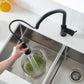 Kibi Casa Single Handle High Arc Pull Down Kitchen Faucet With Soap Dispenser in Matte Black Finish